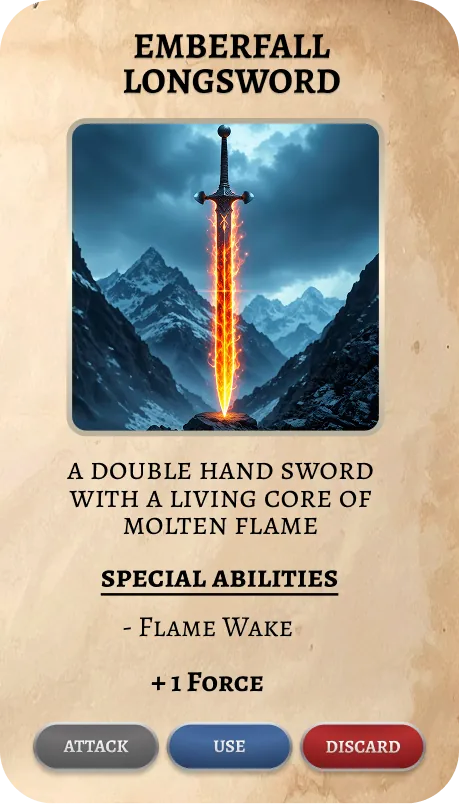 Fantasy weapon inventory card